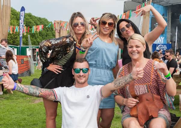 (Front Row - LtoR) Dan Smith, a DJ at the event and Kelly Eastwood with (Back Row - LtoR) Kayleigh Duff, Katie Lilley and Stacey Burckett.   Picture: Keith Woodland