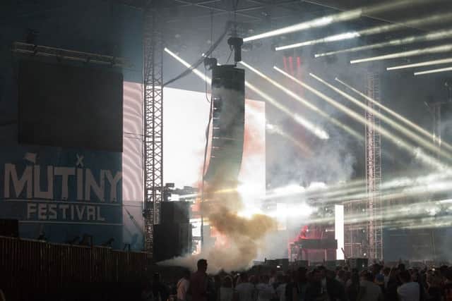 Steve Angello wows the crowd with his music, light and effects show Picture: Keith Woodland
