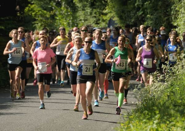 The start of the Purbrook Ladies 5 race. Picture: Mick Young (160752-03)
