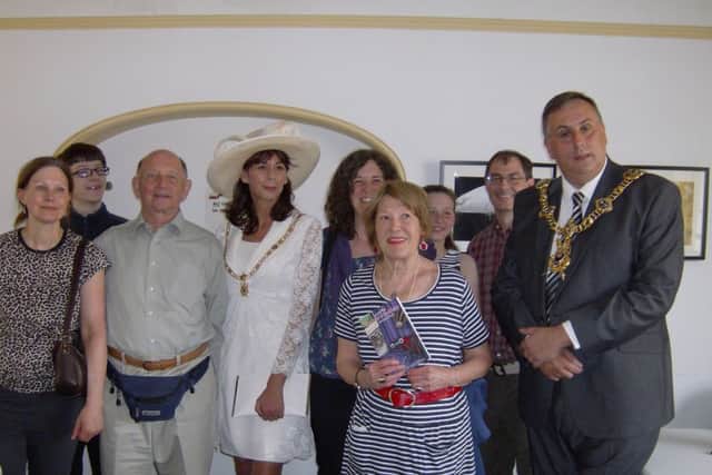 The Lord Mayor of Portsmouth David Fuller and Lady Mayoress Leza Tremorin with author Katy Hounsell-Robert and members of her family