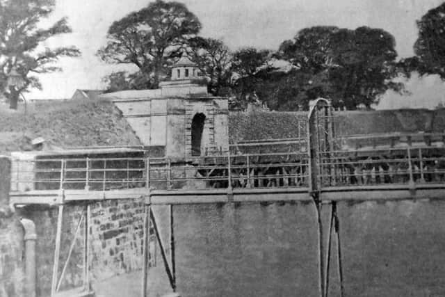 FORTIFIED Landport Gate looking from outside the town of Portsmouth. HMS Temeraires sports area is now here.