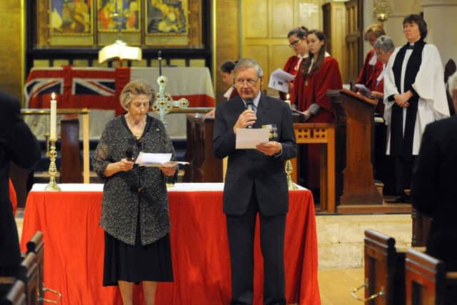 Pippa Nalder and her husband Mike read out the names of the men from Emsworth who were lost at Jutland
Picture: Malcolm Wells (160531-5692)