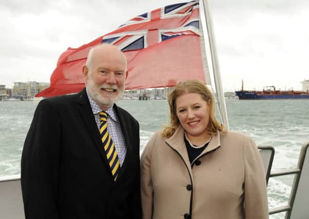 Gosport Borough Council leader Mark Hook and Portsmouth City Council leader Donna Jones on board the Gosport ferry