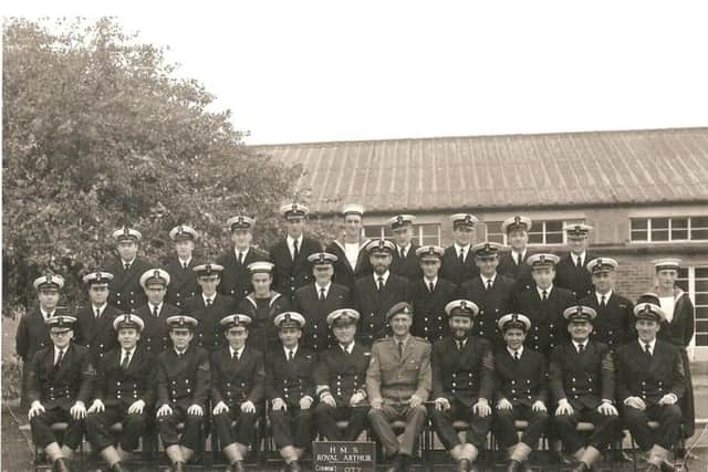 Petty Officers on a Corsham course in 1968 with Ian Mackenzie on the far left of the middle row