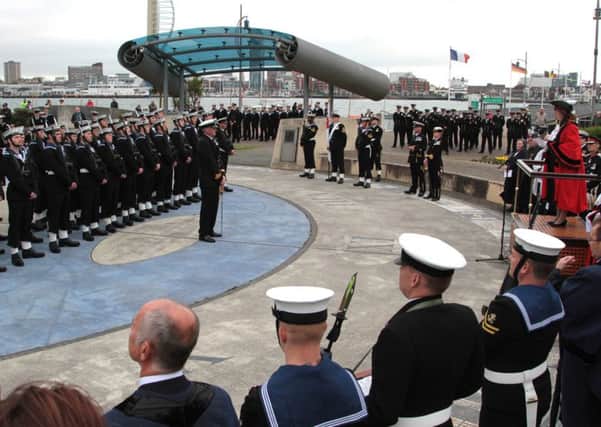 HMS Sultan's freedom parade in Gosport at the Falklands Gardens Picture: Matt Bull / Gosport Borough Council