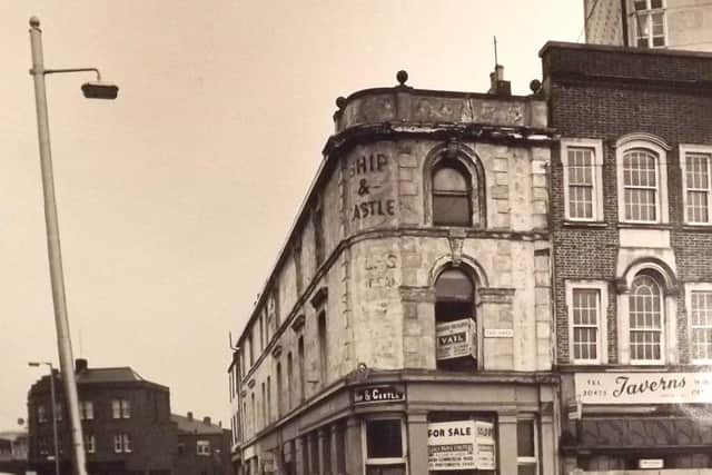 THEN The Ship & Castle outside the dockyard main gate, circa 1960.