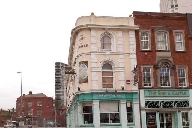 NOW The Ship & Castle transformed. The building to the right has also been taken over by the pub. In the distance Admiralty Tower can be seen rising above Queen Street.