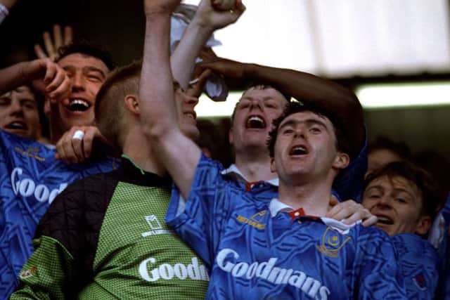 Former Pompey player Alan McLoughlin, right
