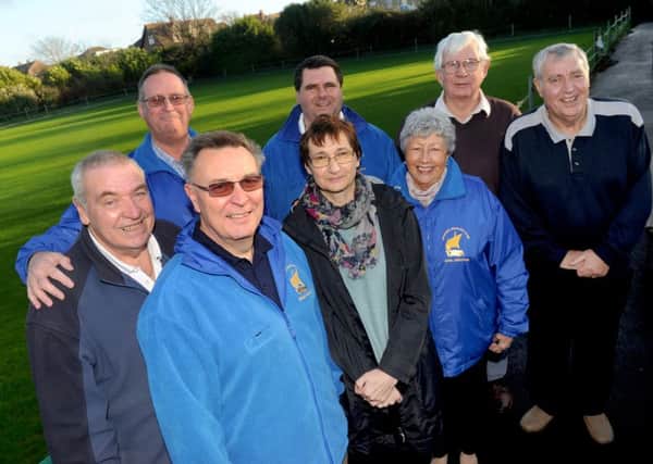 (Back l-r) Richard Frazer, Peter Jackson, Derek Francis and Rob Roberts with (front l-r) Brian Kelsey, Diane O'Connor, Avril Griffiths and Tom Start, next to the proposed site of the all-weather pitch