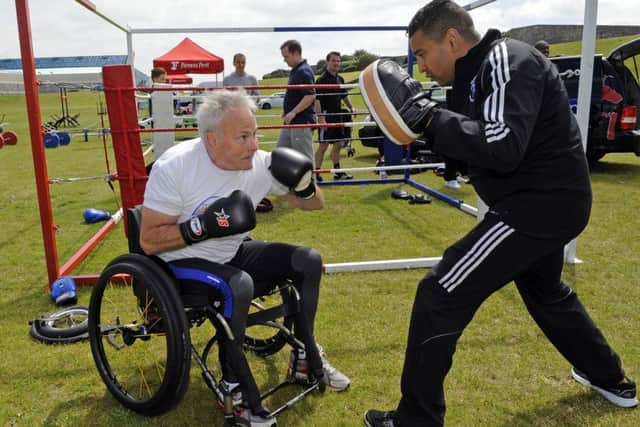 The first Southsea Fitness Festival was held on Castle Field last year. Paul Smith, from Cosham, with Q Shillingford
