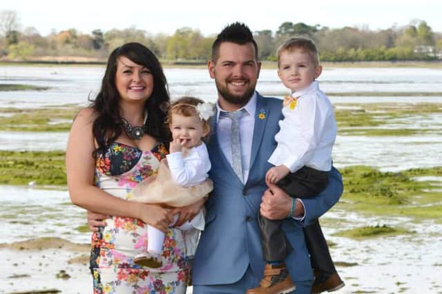Isobelle Jordan and Graham Harley with children Isla, two, and Bear, three
