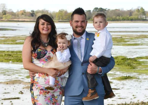 Isobelle Jordan and Graham Harley with children Isla, two, and Bear, three