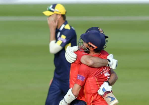 Essex celebrate after sealing a narrow win over Hampshire in the Royal London One-Day Cup    Picture: Neil Marshall