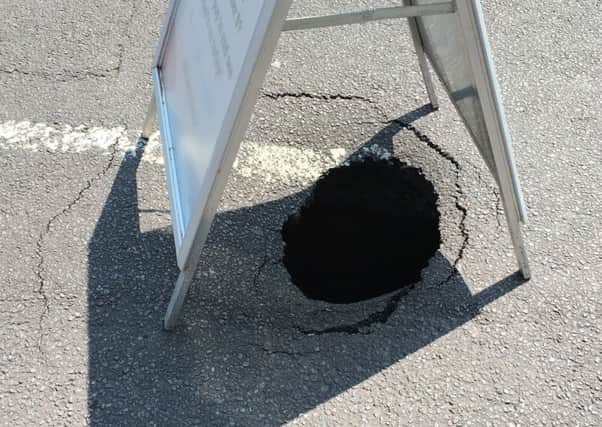 The sinkhole is considerably larger than the opening, said to be around 10ft deep