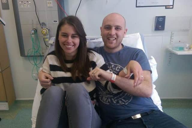 Kylie and Matt Soal at Queen Alexandra Hospital following a kidney transplant