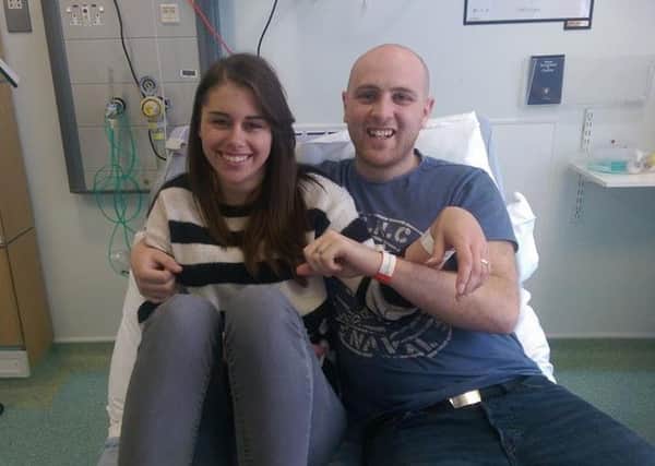 Kylie and Matt Soal at Queen Alexandra Hospital following a kidney transplant