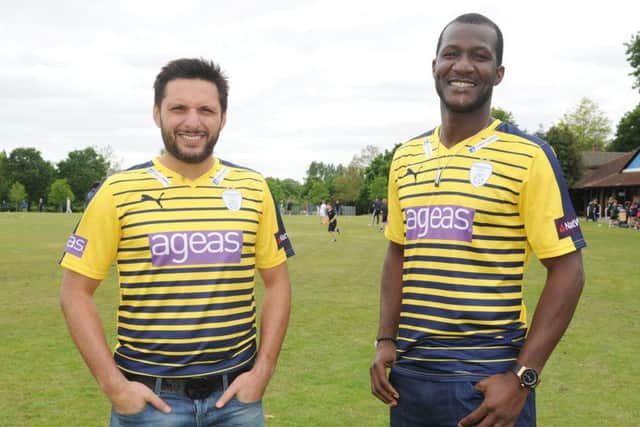 Shahid Afridid and Darren Sammy Picture: Sarah Standing