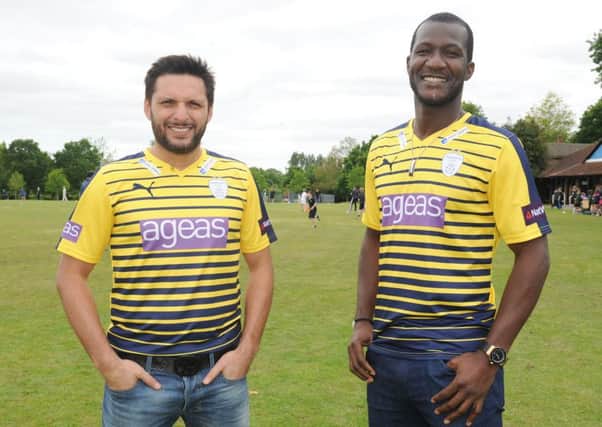 Shahid Afridid and Darren Sammy Picture: Sarah Standing