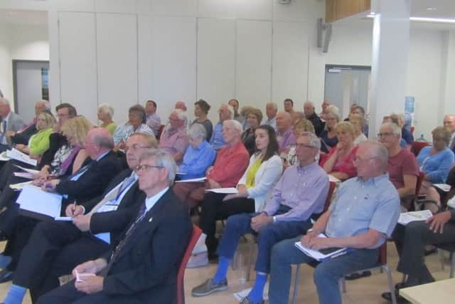 Concerned residents at the meeting about Barratt Homes' plan to build 200 homes in Emsworth