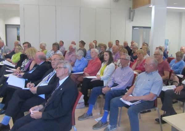 Concerned residents at the meeting about Barratt Homes' plan to build 200 homes in Emsworth