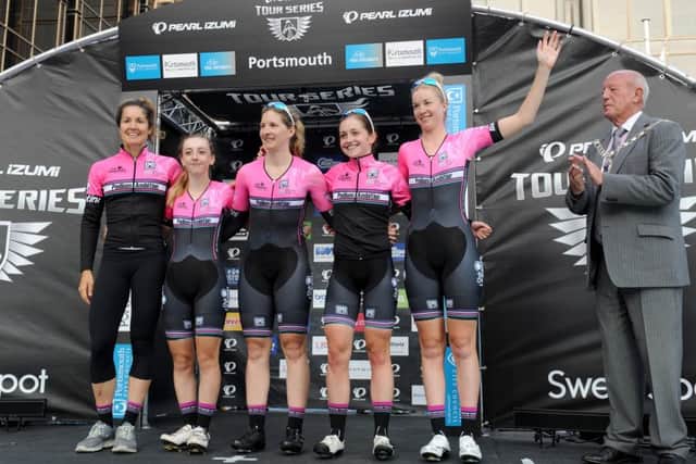 Podium Ambition (l-r) Sara Headley, Bethany Hayward, Ejay Harris, Grace Garner and Gabriella Shaw.   Picture: Sarah Standing