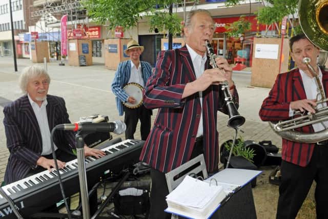 The Featherstone Jazzmen play in the precinct.
Picture Ian Hargreaves (160829-6)