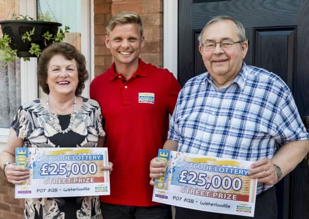From left, Carol Day, Jeff Brazier and Bill Day. Carol and Bill both won Â£25,000 on the People's Lottery