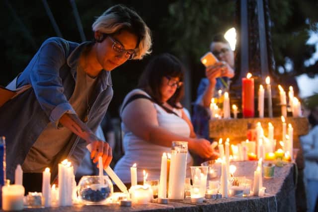 A memorial in Seattle to the victims of the Orlando nightclub shootings