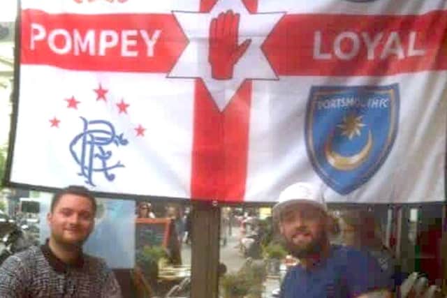 L-R Kane Leslie with Carl Paddon in Nice on Sunday before Kane disappeared