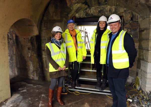 From left, Lucy Branson, Cllr Linda Symes, project manager Bev Lucas, and Bill Branson at the Hot Walls