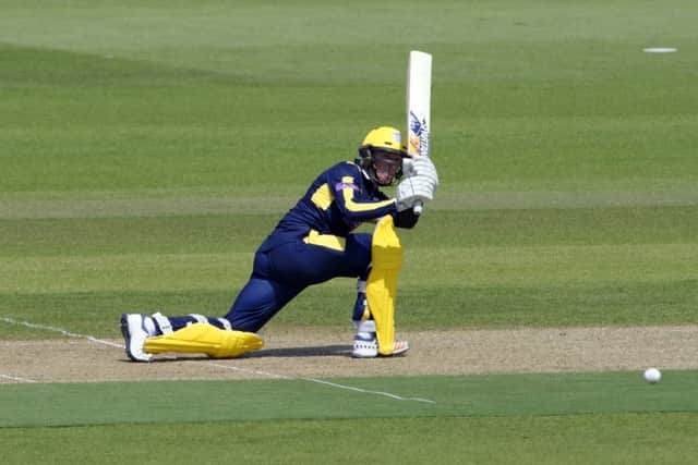 Hampshire batsman Tom Alsop struck 50 runs exactly but was unable to lead his team to victory in the Royal London One-Day Cup as they fell to a 10-run loss at Gloucestershire Picture: Neil Marshall