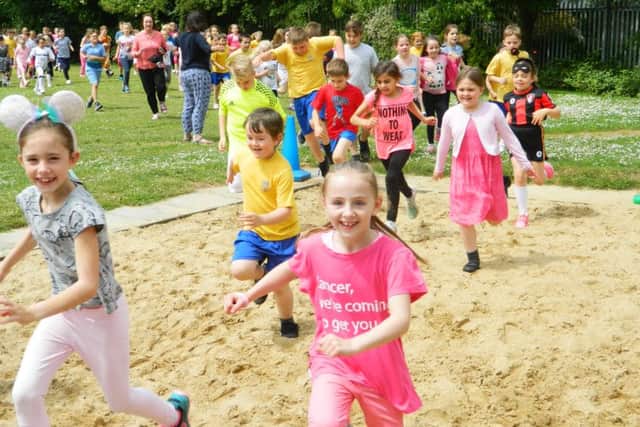 Pupils at Bosmere Junior School taking part in their Race for Life