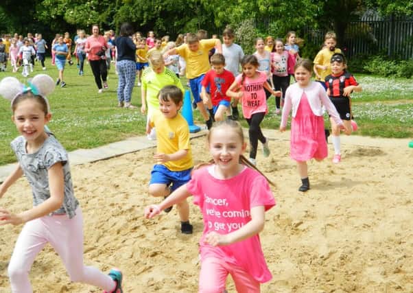 Pupils at Bosmere Junior School taking part in their Race for Life