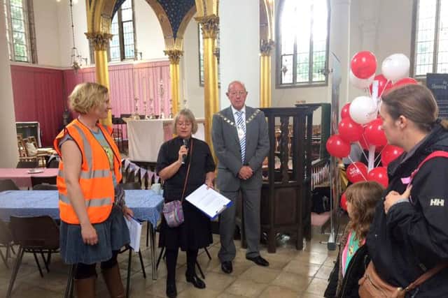 Nicky Pybus, left,, the Rev Juliet Straw, the vicar of Cosham and Wymering, and Councillor Ken Ellcome, Deputy Lord Mayor at last weekend's event