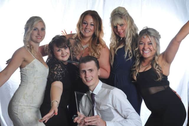 LA Barbers, Hight Street, Cosham, from, Left to Right: Lindsey Burton, Jemma Good, Lisa Andrews, Sonny Collins, Jodie Robertson, Leanne Hinks  News Hair and Beauty Awards 2015  Picture: Helen Tinner helen.tinner.com