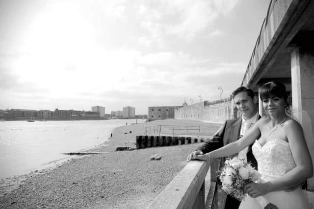 The couple married at the Portsmouth Register Office