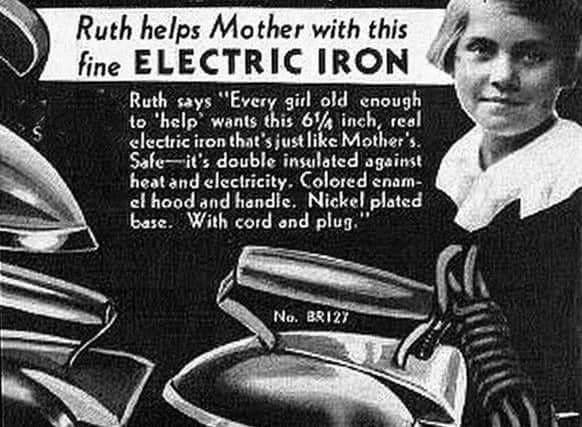 Only girls were thought worthy of ironing alongside mum. Imagine the hoo-hah if this appeared today.