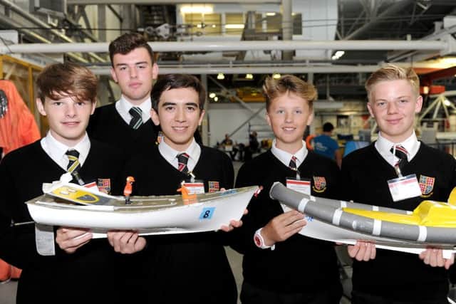 From left, Ben Hey, 15, James Hensman, 15, Max Lowman, 14, Ollie Holmes, 14, and TJ Thompson, 15, from Brune Park Community School. 

Picture: Sarah Standing (160892-2862)