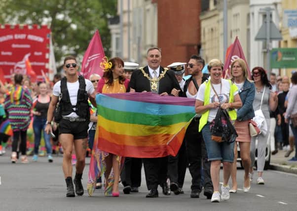 The march makes its way to Southsea Common, led by Lord Mayor David Fuller Picture: Mick Young (160762-04)