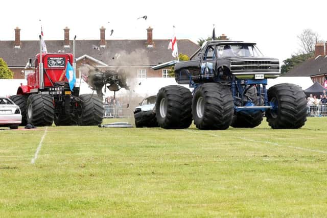 Monster trucks in the main arena