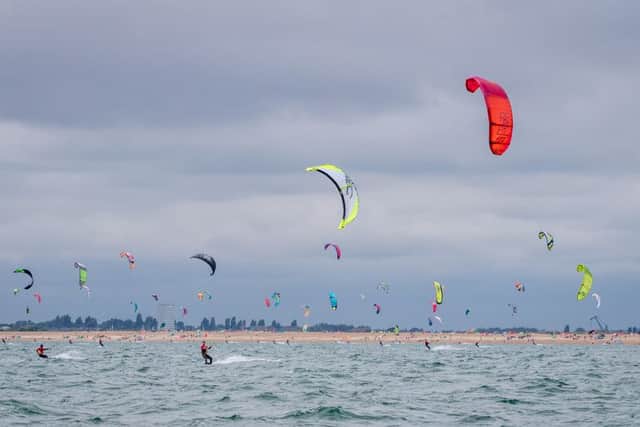 The sea was filled with kitesurfers Picture: Dave White Photography