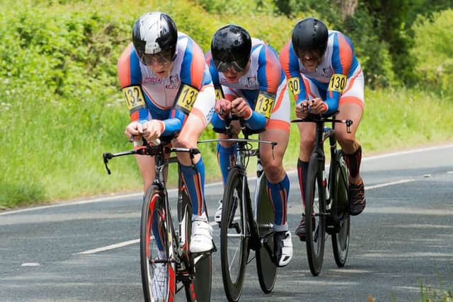 From left: Fareham Wheelers trio James Copeland, Gary Chambers and Paul Ashley in action in Devon. Picture: Brian Jones, kimroy-photography.co.uk