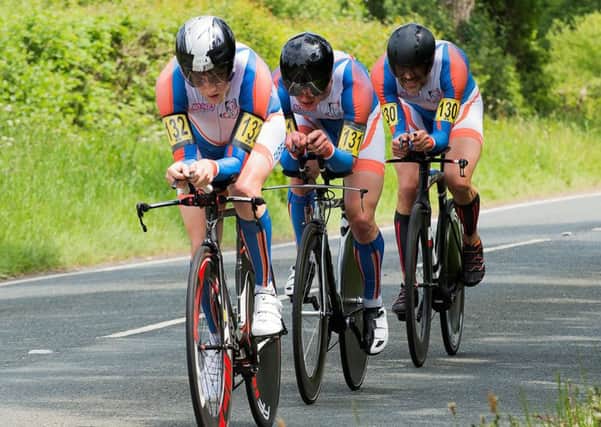 From left: Fareham Wheelers trio James Copeland, Gary Chambers and Paul Ashley in action in Devon. Picture: Brian Jones, kimroy-photography.co.uk