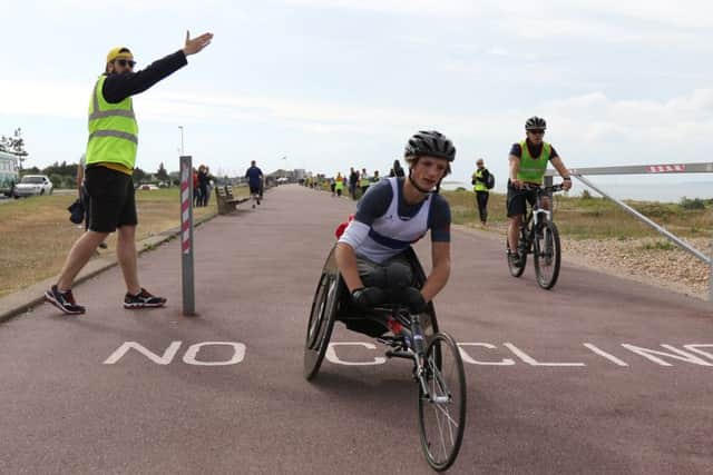 Craig Boardman wins the Gosport Golden Mile 800m wheelchair race. Picture: Paul Smith