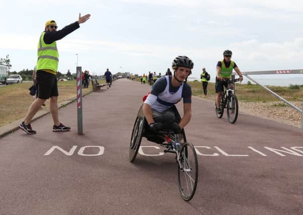 Craig Boardman wins the Gosport Golden Mile 800m wheelchair race. Picture: Paul Smith