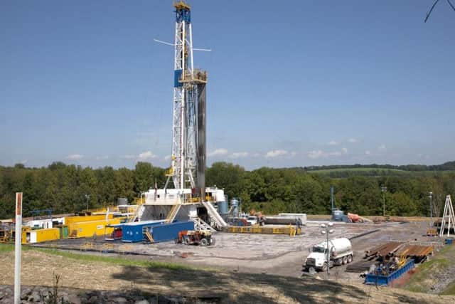 A fracking rig