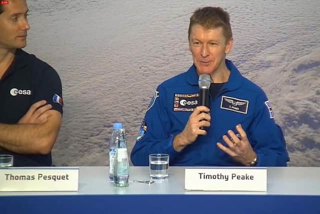 Tim Peake speaking during a press conference in Cologne, Germany.
Picture: ESA/PA Wire