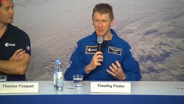 Tim Peake speaking during a press conference in Cologne, Germany.
Picture: ESA/PA Wire