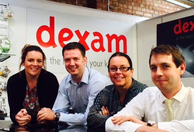 Rebecca Anderson, Tom Roberts, Penny Coventry, Edward Caughey in the office at Dexam