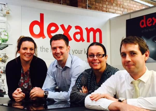 Rebecca Anderson, Tom Roberts, Penny Coventry, Edward Caughey in the office at Dexam